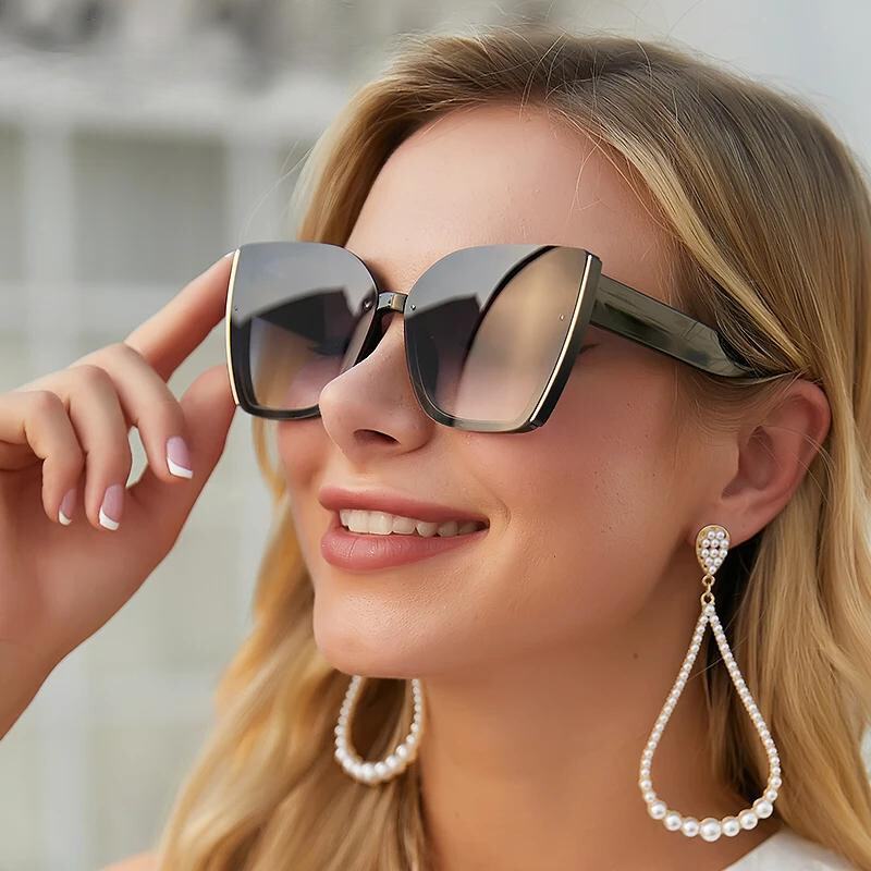 óculos retrôóculos quadradoóculos para sairóculos modernoóculos lente quadradaóculos lente coloridaóculos futuristaóculos fashionistaóculos de verãoóculos de luxoóculosuv400UV+Polarizadooculos Resistente a riscosoculos de soloculos Anti-reflexolentes uv