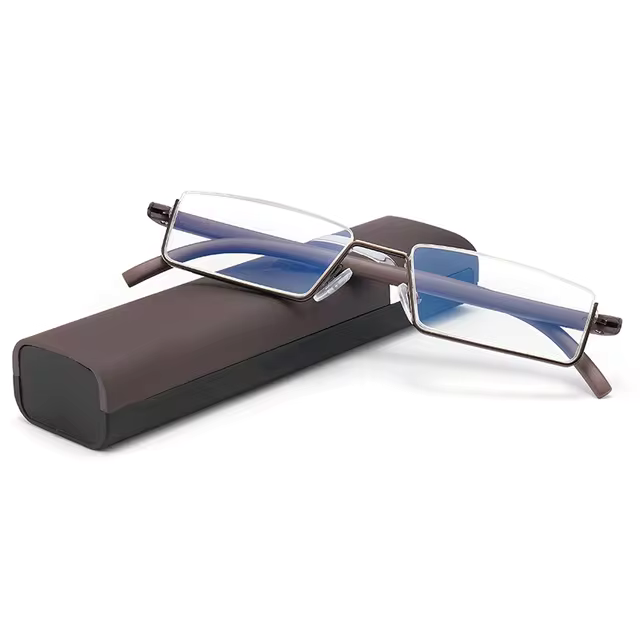 Óculos de Grau Para Leitura de Metal Compacto Lente Quadrada - RT Lens óculosoculos Resistente a riscosoculos Anti-reflexoóculos clássicoóculos de grauóculos de metalóculos para leituraóculos pretoóculos retangularóculos de bolsoóculos compacto