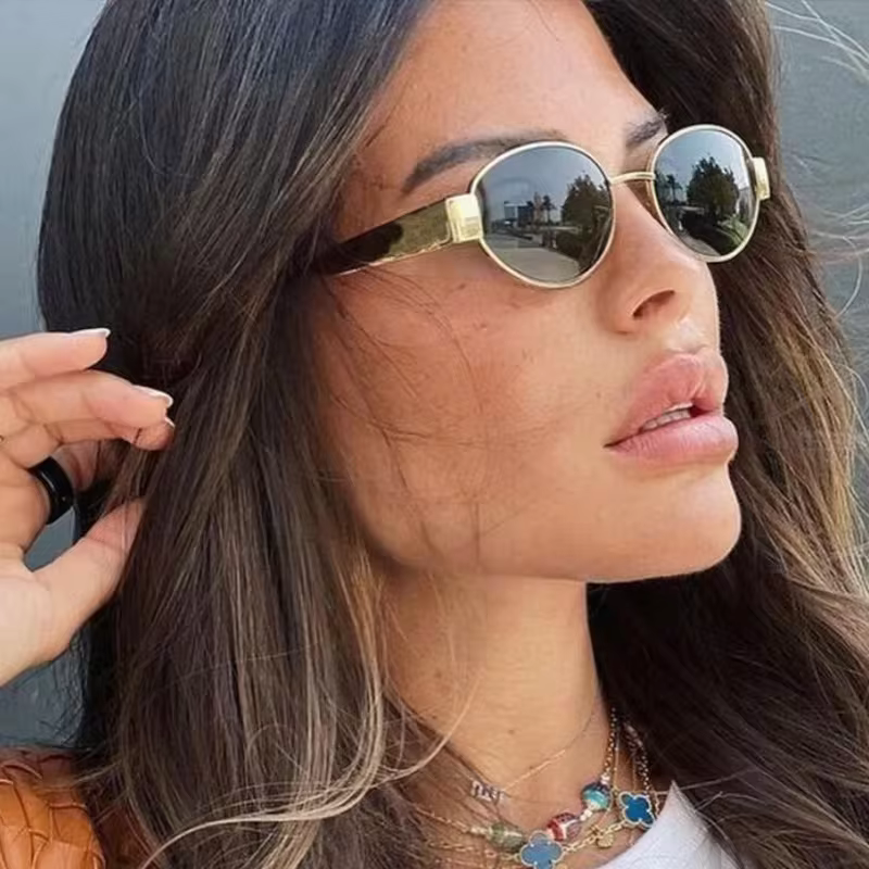 Óculos de Sol UV+ Clássico de Metal Víntage Lentes Ovais - Glamourz óculos vintageóculos retrôóculos pretoóculos para sairóculos ovalóculos lente escuraóculos fashionistaóculos de verãoóculos de passeioóculos de luxoóculos clássicoóculosuv400UV+Proteção UVPolarizadooculos Resistente a riscosoculos de soloculos Anti-reflexolentes uv
