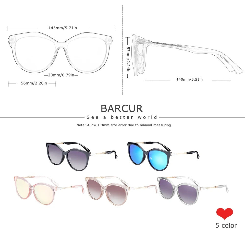 Óculos de Sol Feminino UV+ Polarizado Olho de Gato - Crystal Barcur
