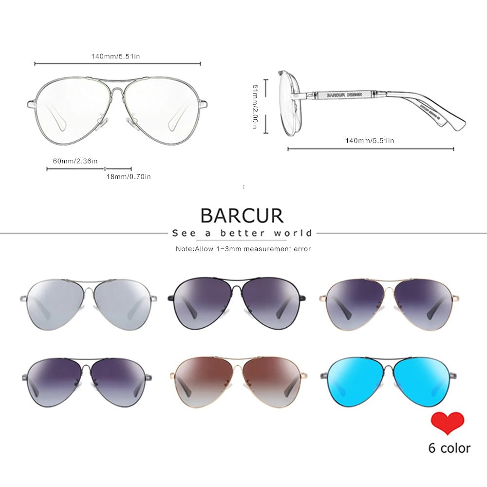 Óculos de Sol Unissex UV+ Polarizado Aviador Titânio - A77 Barcur