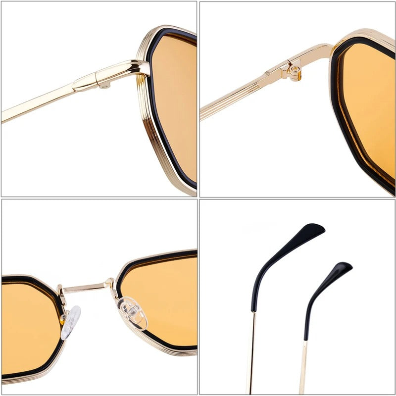 Óculos de Sol UV+ Unissex Hexágono em Metal - Cartier Shauna