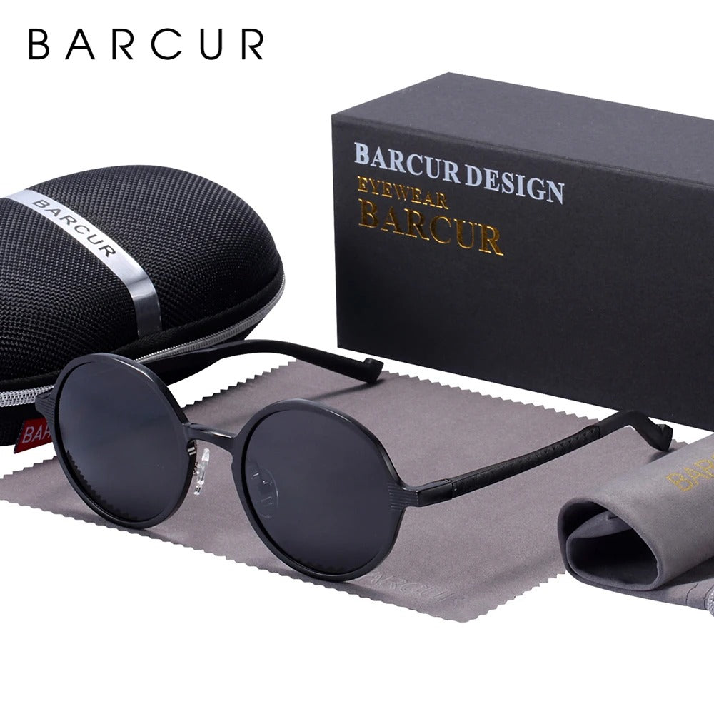 Óculos de Sol UV+ Víntage em Alumínio Lente Redonda Polarizado - S7ven Barcur