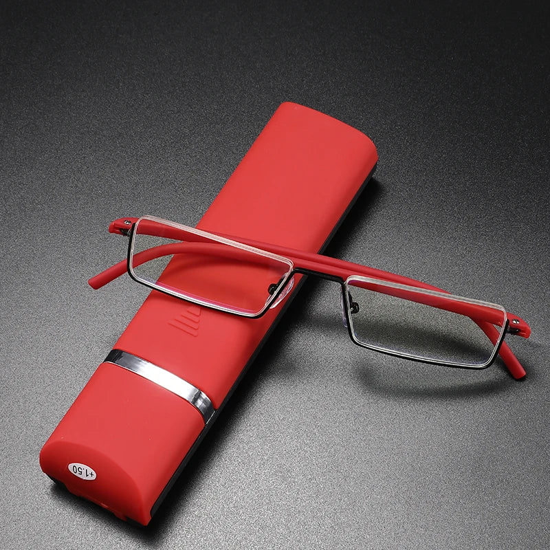 Óculos de Grau Para Leitura de Metal Compacto Lente Quadrada - RT Lens óculosoculos Resistente a riscosoculos Anti-reflexoóculos clássicoóculos de grauóculos de metalóculos para leituraóculos pretoóculos retangularóculos de bolsoóculos compacto