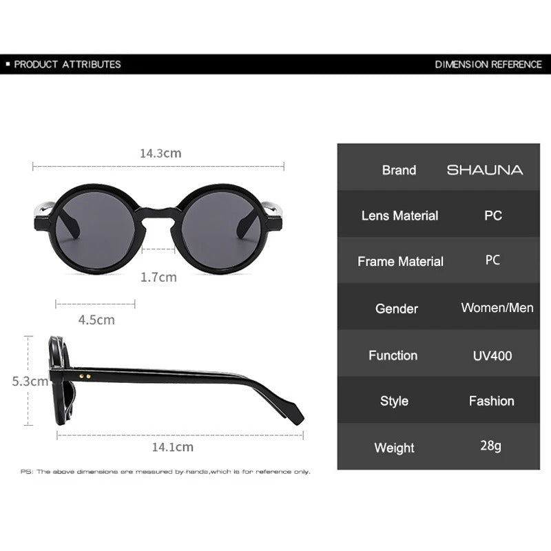 Óculos de Sol UV+ Unissex Lente Redonda Retrô - Vollare Shauna