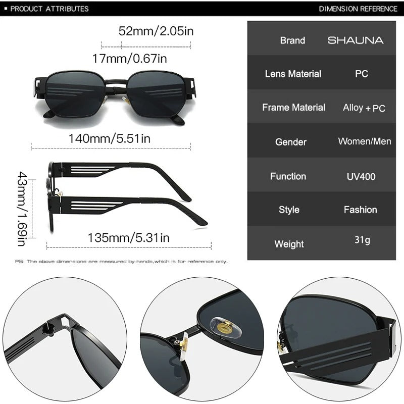 Óculos de Sol UV+ Unissex Retrô em Metal - Fizen Shauna